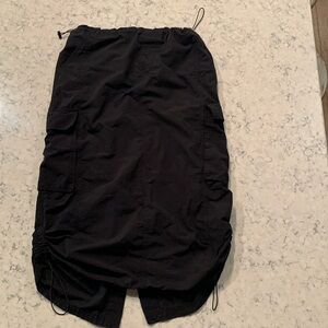 Black Drawstring Cargo 3/4 Length Skirt